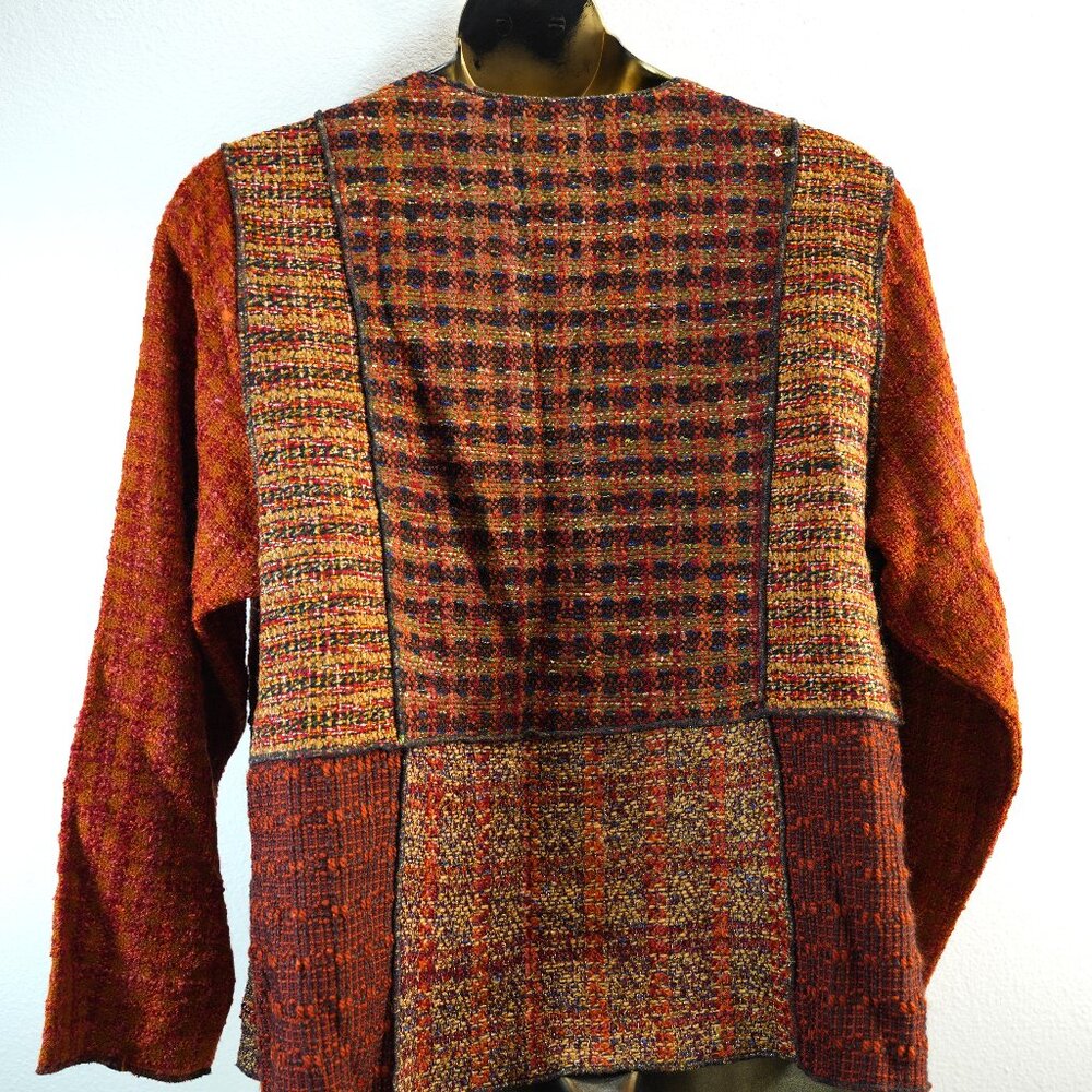 Coldwater Creek Rust Red Patchwork Boucle Tweed C… - image 4